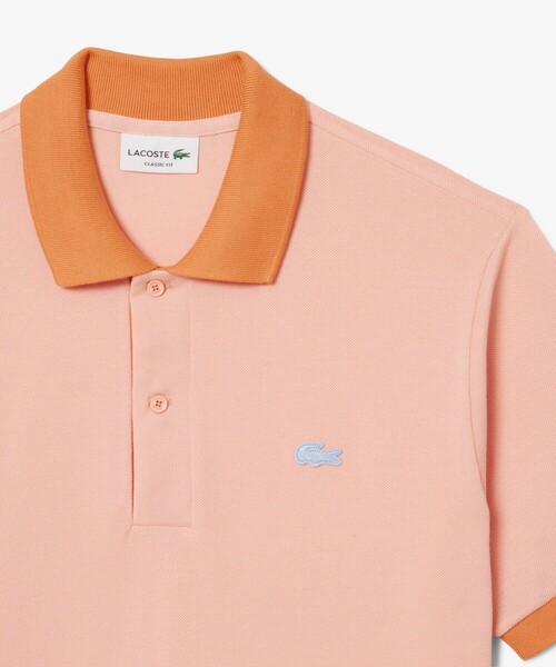 LACOSTE(ラコステ)の「配色コントラストリブ 2トーンポロシャツ(ポロシャツ・メンズ・オレンジ/ホワイト/ライトブルー・3/5/2/4)」の3枚目の写真