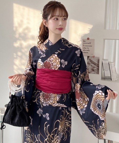 セパレート 浴衣 着映え効果抜群 菊柄セパレート浴衣3点セット（浴衣）｜TREOVER（トレ