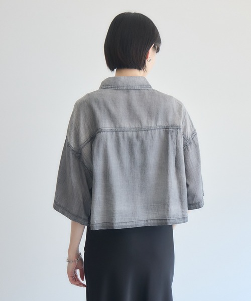 Paradise Picnic(パラダイスピクニック)の「Dignite Collierシアー半袖デニムシャツ(シャツ/ブラウス・レディース・ライトブルー/ブルー/ブラック・FREE)」の10枚目の写真
