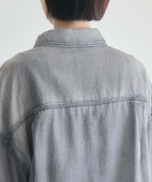 Paradise Picnic(パラダイスピクニック)の「Dignite Collierシアー半袖デニムシャツ(シャツ/ブラウス・レディース・ライトブルー/ブルー/ブラック・FREE)」の14枚目の写真