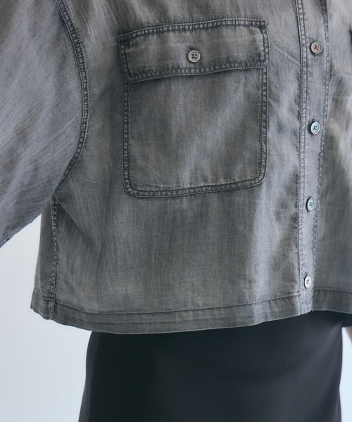 Paradise Picnic(パラダイスピクニック)の「Dignite Collierシアー半袖デニムシャツ(シャツ/ブラウス・レディース・ライトブルー/ブルー/ブラック・FREE)」の13枚目の写真