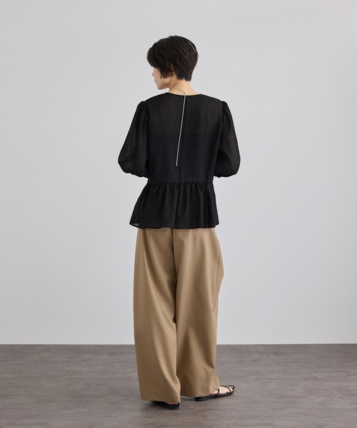 SALON adam et rope'（サロン アダム エ ロペ）の「リネンライクシアージップアップシャツ（シャツ/ブラウス・レディース・ブラック/ブルー系その他4/ベージュ・FREE）」の15枚目の写真