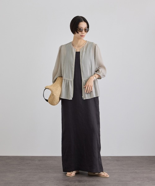 SALON adam et rope'（サロン アダム エ ロペ）の「リネンライクシアージップアップシャツ（シャツ/ブラウス・レディース・ブラック/ブルー系その他4/ベージュ・FREE）」の16枚目の写真