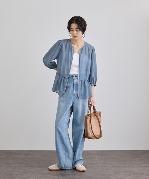 SALON adam et rope'（サロン アダム エ ロペ）の「リネンライクシアージップアップシャツ（シャツ/ブラウス・レディース・ブラック/ブルー系その他4/ベージュ・FREE）」の18枚目の写真