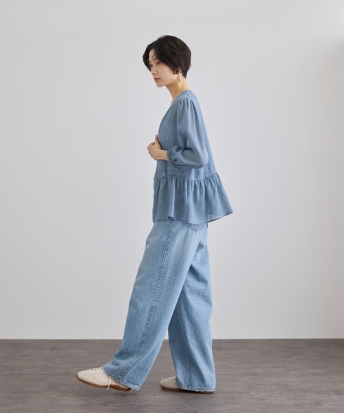 SALON adam et rope'（サロン アダム エ ロペ）の「リネンライクシアージップアップシャツ（シャツ/ブラウス・レディース・ブラック/ブルー系その他4/ベージュ・FREE）」の19枚目の写真