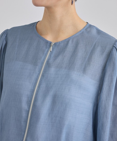 SALON adam et rope'（サロン アダム エ ロペ）の「リネンライクシアージップアップシャツ（シャツ/ブラウス・レディース・ブラック/ブルー系その他4/ベージュ・FREE）」の7枚目の写真