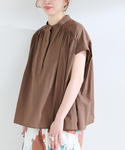 B.C STOCK(ベーセーストック)の「手洗い可 / ボイルスキッパーブラウス(シャツ/ブラウス・レディース・ホワイト/イエロー/ブラウン・FREE)」の3枚目の写真