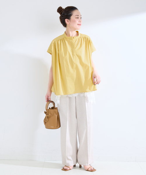 B.C STOCK(ベーセーストック)の「手洗い可 / ボイルスキッパーブラウス(シャツ/ブラウス・レディース・ホワイト/イエロー/ブラウン・FREE)」の16枚目の写真