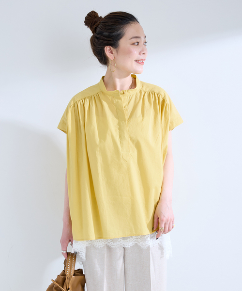 B.C STOCK(ベーセーストック)の「手洗い可 / ボイルスキッパーブラウス(シャツ/ブラウス・レディース・ホワイト/イエロー/ブラウン・FREE)」の19枚目の写真