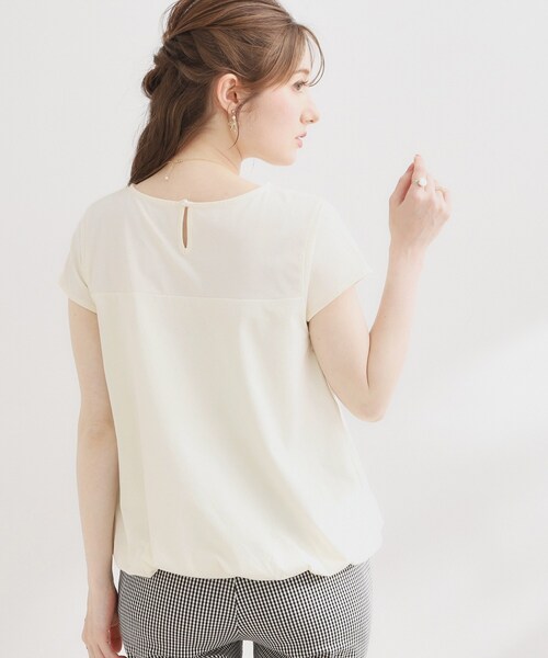 couture brooch(クチュールブローチ)の「【UVカット・接触冷感・洗える】レース バルーントップス(Tシャツ/カットソー・レディース・ブラック/オフホワイト/ネイビー系4・36/38/40/42)」の11枚目の写真