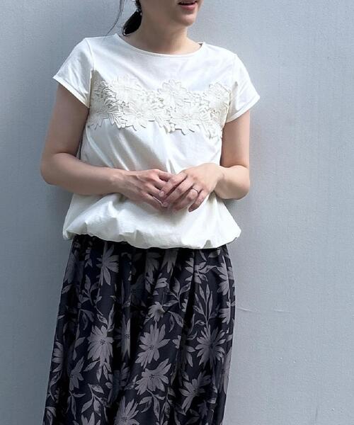 couture brooch(クチュールブローチ)の「【UVカット・接触冷感・洗える】レース バルーントップス(Tシャツ/カットソー・レディース・ブラック/オフホワイト/ネイビー系4・36/38/40/42)」の18枚目の写真