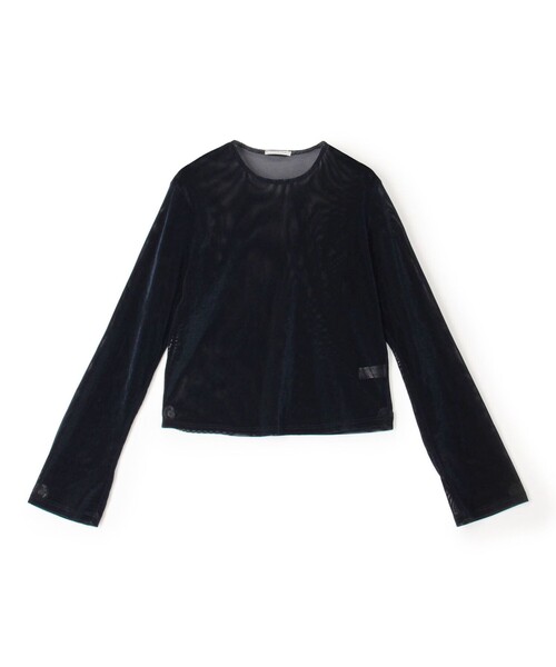 SIMONE WILD(シモーネワイルド)の「SIMONE WILD MESH VELVET EASY LS メッシュベルベット ロングスリーブTシャツ(Tシャツ/カットソー・レディース・ピンク/ダークブルー・S)」の1枚目の写真
