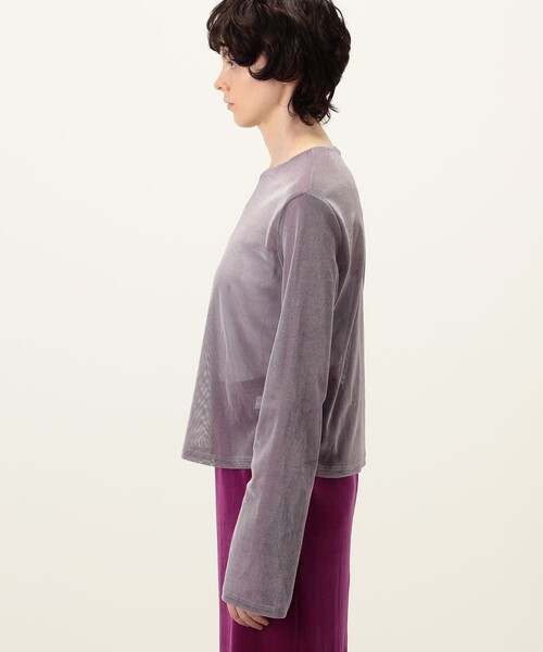 SIMONE WILD(シモーネワイルド)の「SIMONE WILD MESH VELVET EASY LS メッシュベルベット ロングスリーブTシャツ(Tシャツ/カットソー・レディース・ピンク/ダークブルー・S)」の9枚目の写真