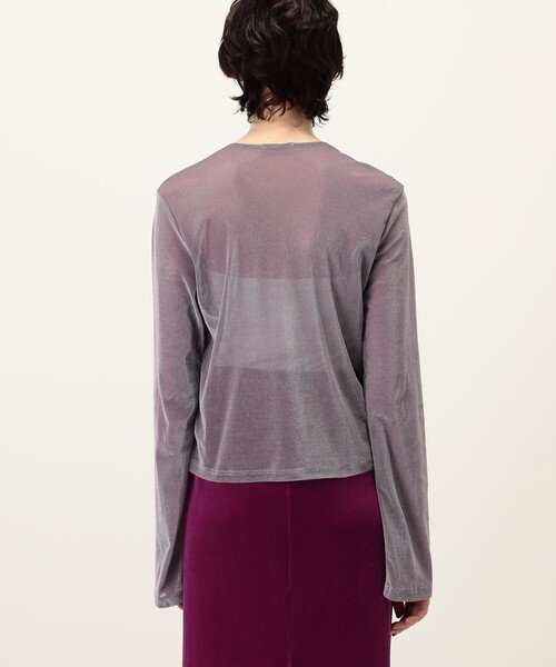 SIMONE WILD(シモーネワイルド)の「SIMONE WILD MESH VELVET EASY LS メッシュベルベット ロングスリーブTシャツ(Tシャツ/カットソー・レディース・ピンク/ダークブルー・S)」の10枚目の写真