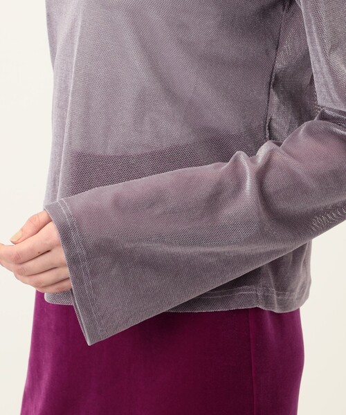 SIMONE WILD(シモーネワイルド)の「SIMONE WILD MESH VELVET EASY LS メッシュベルベット ロングスリーブTシャツ(Tシャツ/カットソー・レディース・ピンク/ダークブルー・S)」の3枚目の写真