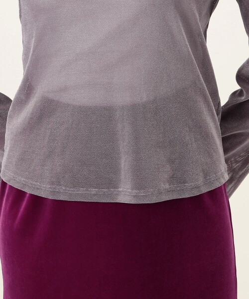 SIMONE WILD(シモーネワイルド)の「SIMONE WILD MESH VELVET EASY LS メッシュベルベット ロングスリーブTシャツ(Tシャツ/カットソー・レディース・ピンク/ダークブルー・S)」の4枚目の写真