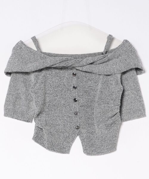 EMODA(エモダ)の「WIDE RIB TWIST OFF SHOULDER KN(ニット/セーター・レディース・ブラック/ピンク/グレー・FREE)」の2枚目の写真