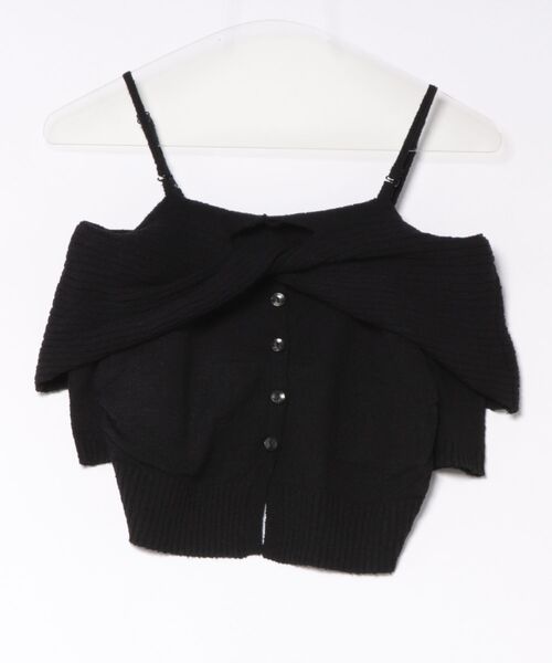 EMODA(エモダ)の「WIDE RIB TWIST OFF SHOULDER KN(ニット/セーター・レディース・ブラック/ピンク/グレー・FREE)」の1枚目の写真