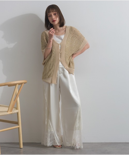 OandI(オーアンドアイ)の「サテンxレースタックパンツ(その他パンツ・レディース・ブラック/ホワイト・M)」の10枚目の写真