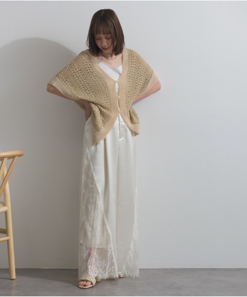 OandI(オーアンドアイ)の「サテンxレースタックパンツ(その他パンツ・レディース・ブラック/ホワイト・M)」の11枚目の写真