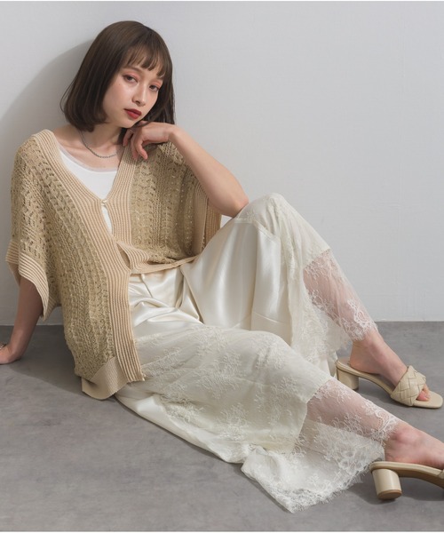 OandI(オーアンドアイ)の「サテンxレースタックパンツ(その他パンツ・レディース・ブラック/ホワイト・M)」の13枚目の写真