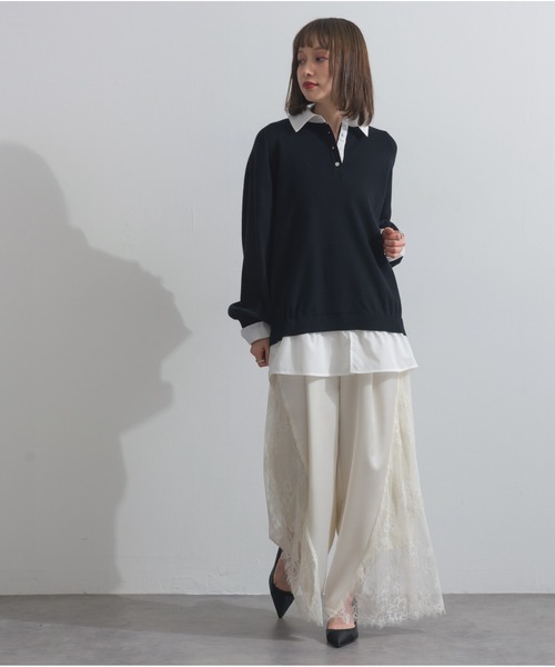 OandI(オーアンドアイ)の「サテンxレースタックパンツ(その他パンツ・レディース・ブラック/ホワイト・M)」の15枚目の写真