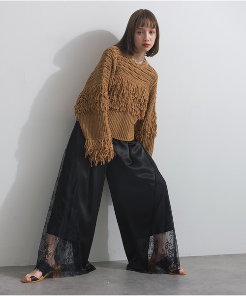 OandI(オーアンドアイ)の「サテンxレースタックパンツ(その他パンツ・レディース・ブラック/ホワイト・M)」の21枚目の写真