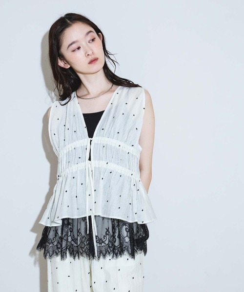 LAKOLE（ラコレ）の「＜接触冷感＞ドット刺繍ビスチェ / 848938（その他トップス・レディース・ブルー/ブラック/アイボリー・FREE）」の11枚目の写真