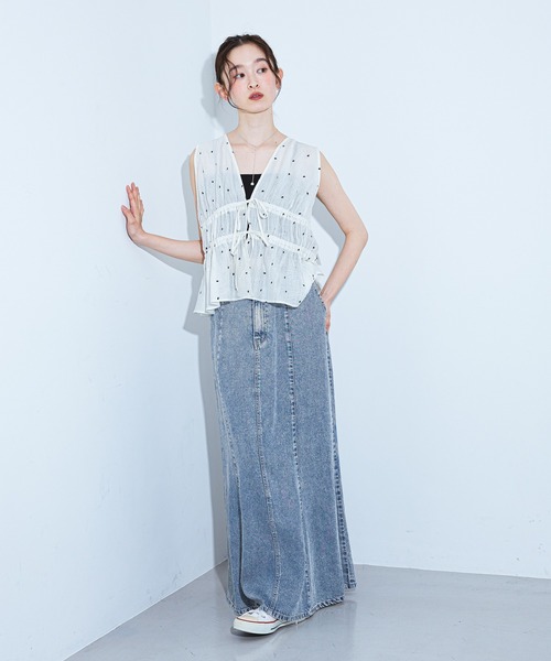 LAKOLE(ラコレ)の「<接触冷感>ドット刺繍ビスチェ / 848938(その他トップス・レディース・ブルー/ブラック/アイボリー・FREE)」の7枚目の写真