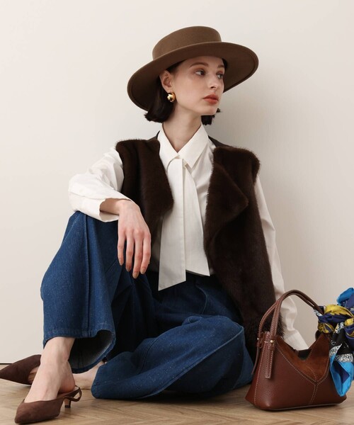 allureville(アルアバイル)の「コットンブロードボウタイシャツ(シャツ/ブラウス・レディース・サックスブルー/ライトイエロー/ホワイト・2)」の6枚目の写真