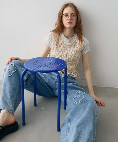Crisp(クリスプ)の「flower crochet fringe tops / フラワークロシェフリンジトップス(ベスト・レディース・ナチュラル・FREE)」の10枚目の写真