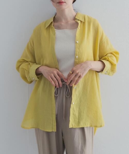 URBAN RESEARCH DOORS(アーバンリサーチドアーズ)の「ラミー混ルーズシャツ(シャツ/ブラウス・レディース・ライトブルー/チャコールグレー/イエロー/オフホワイト・FREE)」の4枚目の写真