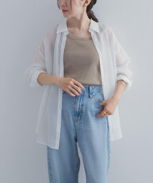 URBAN RESEARCH DOORS(アーバンリサーチドアーズ)の「ラミー混ルーズシャツ(シャツ/ブラウス・レディース・ライトブルー/チャコールグレー/イエロー/オフホワイト・FREE)」の5枚目の写真