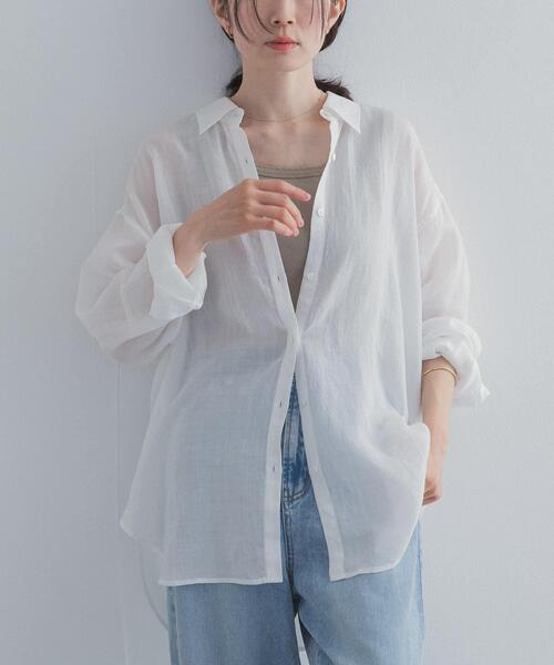 URBAN RESEARCH DOORS(アーバンリサーチドアーズ)の「ラミー混ルーズシャツ(シャツ/ブラウス・レディース・ライトブルー/チャコールグレー/イエロー/オフホワイト・FREE)」の6枚目の写真