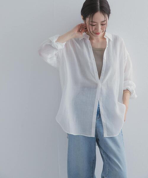URBAN RESEARCH DOORS(アーバンリサーチドアーズ)の「ラミー混ルーズシャツ(シャツ/ブラウス・レディース・ライトブルー/チャコールグレー/イエロー/オフホワイト・FREE)」の8枚目の写真