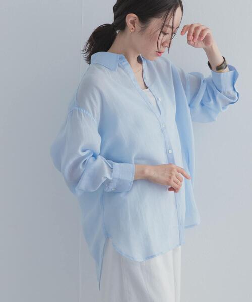 URBAN RESEARCH DOORS(アーバンリサーチドアーズ)の「ラミー混ルーズシャツ(シャツ/ブラウス・レディース・ライトブルー/チャコールグレー/イエロー/オフホワイト・FREE)」の14枚目の写真
