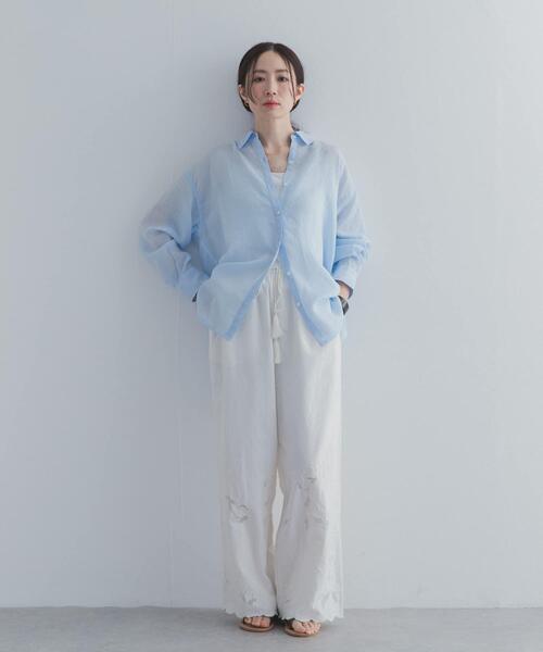 URBAN RESEARCH DOORS(アーバンリサーチドアーズ)の「ラミー混ルーズシャツ(シャツ/ブラウス・レディース・ライトブルー/チャコールグレー/イエロー/オフホワイト・FREE)」の20枚目の写真