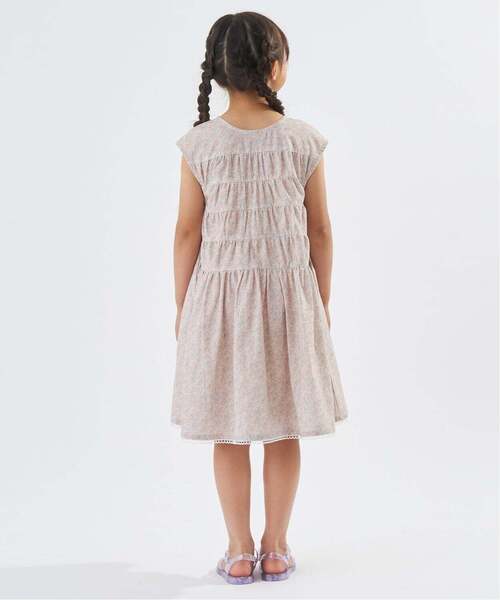 Lycee mine(リセマイン)の「【どちらが前でもOK】花柄ティアードワンピース【子供服】【キッズ】【女の子】(シャツワンピース・キッズ・ライトオレンジ系/クリーム/ピンク・110cm/100cm/90cm/140cm/130cm/120cm)」の13枚目の写真
