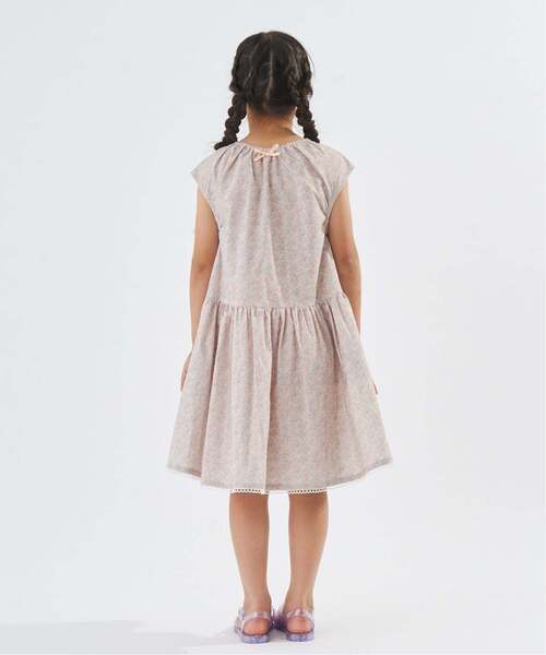 Lycee mine(リセマイン)の「【どちらが前でもOK】花柄ティアードワンピース【子供服】【キッズ】【女の子】(シャツワンピース・キッズ・ライトオレンジ系/クリーム/ピンク・110cm/100cm/90cm/140cm/130cm/120cm)」の15枚目の写真