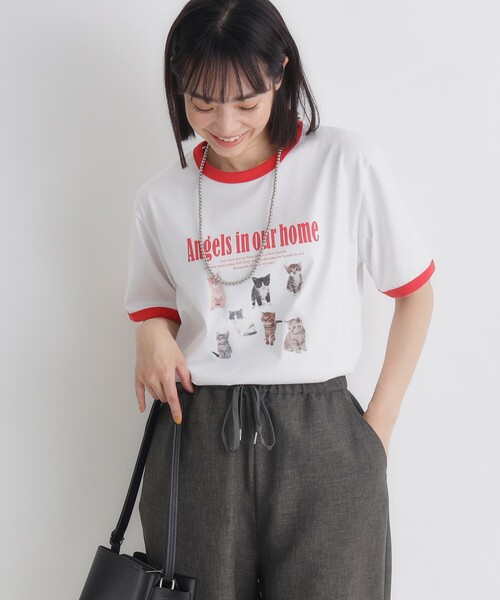 HONEYSUCKLE ROSE(ハニーサックルローズ)の「HONEYSUCKLE ROSE(ハニーサックルローズ)アニマルリンガーTシャツ(Tシャツ/カットソー・レディース・グリーン系その他2/チャコール/レッド系2・05/04)」の3枚目の写真