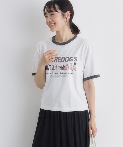 HONEYSUCKLE ROSE(ハニーサックルローズ)の「HONEYSUCKLE ROSE(ハニーサックルローズ)アニマルリンガーTシャツ(Tシャツ/カットソー・レディース・グリーン系その他2/チャコール/レッド系2・05/04)」の1枚目の写真