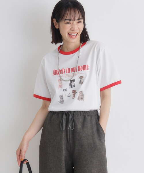 HONEYSUCKLE ROSE(ハニーサックルローズ)の「HONEYSUCKLE ROSE(ハニーサックルローズ)アニマルリンガーTシャツ(Tシャツ/カットソー・レディース・グリーン系その他2/チャコール/レッド系2・05/04)」の14枚目の写真