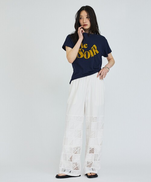 abahouse mavie(アバハウスマヴィ)の「【セットアップ対応】刺繍レースワイドパンツ(その他パンツ・レディース・ホワイト/ブラック・フリー)」の4枚目の写真