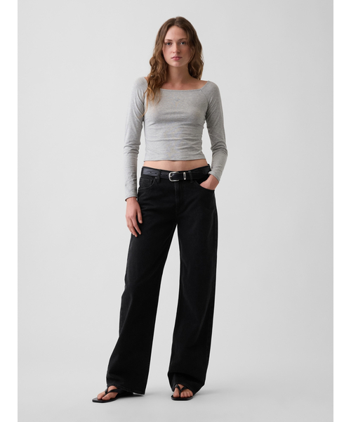GAP(ギャップ)の「CloseKnit Jersey Gap Logo Off-Shoulder Crop T-Shirt(Tシャツ/カットソー・レディース・グレー/ホワイト/ブラック/ネイビー・XL/L/M/S/XS/XXS)」の8枚目の写真