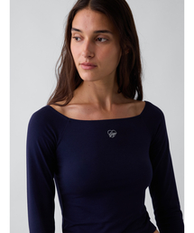 CloseKnit Jersey Gap Logo Off-Shoulder Crop T-Shirt