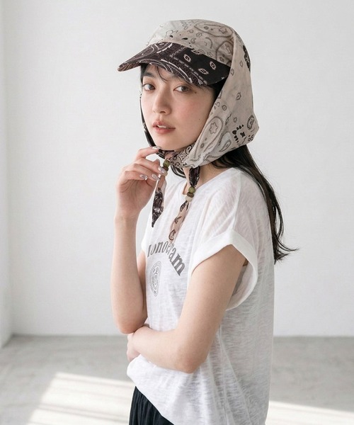 CRB（シーアールビー）の「柄サンシェードキャップ（キャップ・レディース・アイボリー/ブラウン/マルチ・F）」の20枚目の写真