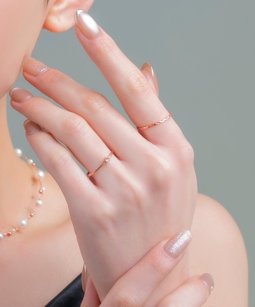 Cream dot.(クリームドット)の「【サージカルステンレス】アーガイルカットが艶めくステンレス製華奢リング(リング・レディース・シルバー/ゴールド/ピンクゴールド・12号/17号/7号/20号/15号/23号/9号/4号)」の4枚目の写真