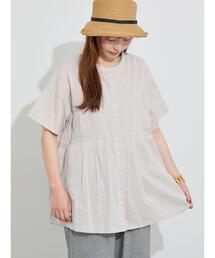 【クールコットン】前開き切替チュニック