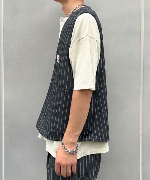 CIAOPANIC(チャオパニック)の「ストライプデニムベスト(ベスト・メンズ・インディゴブルー/ブラック・MEDIUM/LARGE)」の16枚目の写真