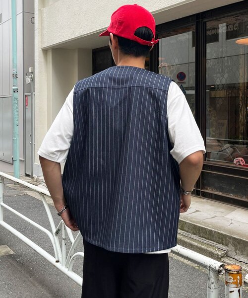 CIAOPANIC(チャオパニック)の「ストライプデニムベスト(ベスト・メンズ・インディゴブルー/ブラック・MEDIUM/LARGE)」の10枚目の写真